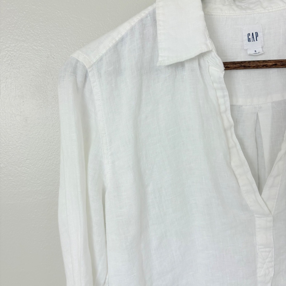 Gap Linen Tunic Shirt Womens Small White Popover Minimal Capsule Resortwear Cool - Picture 3 of 13